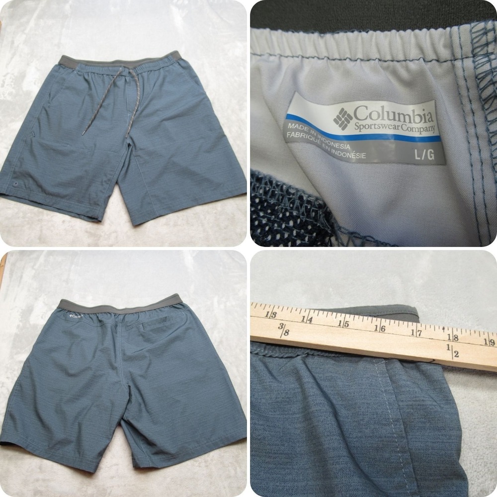 Columbia Shorts Mens Large Sea‎ Blue Pockets Elastic Drawstring Waist Swim Board